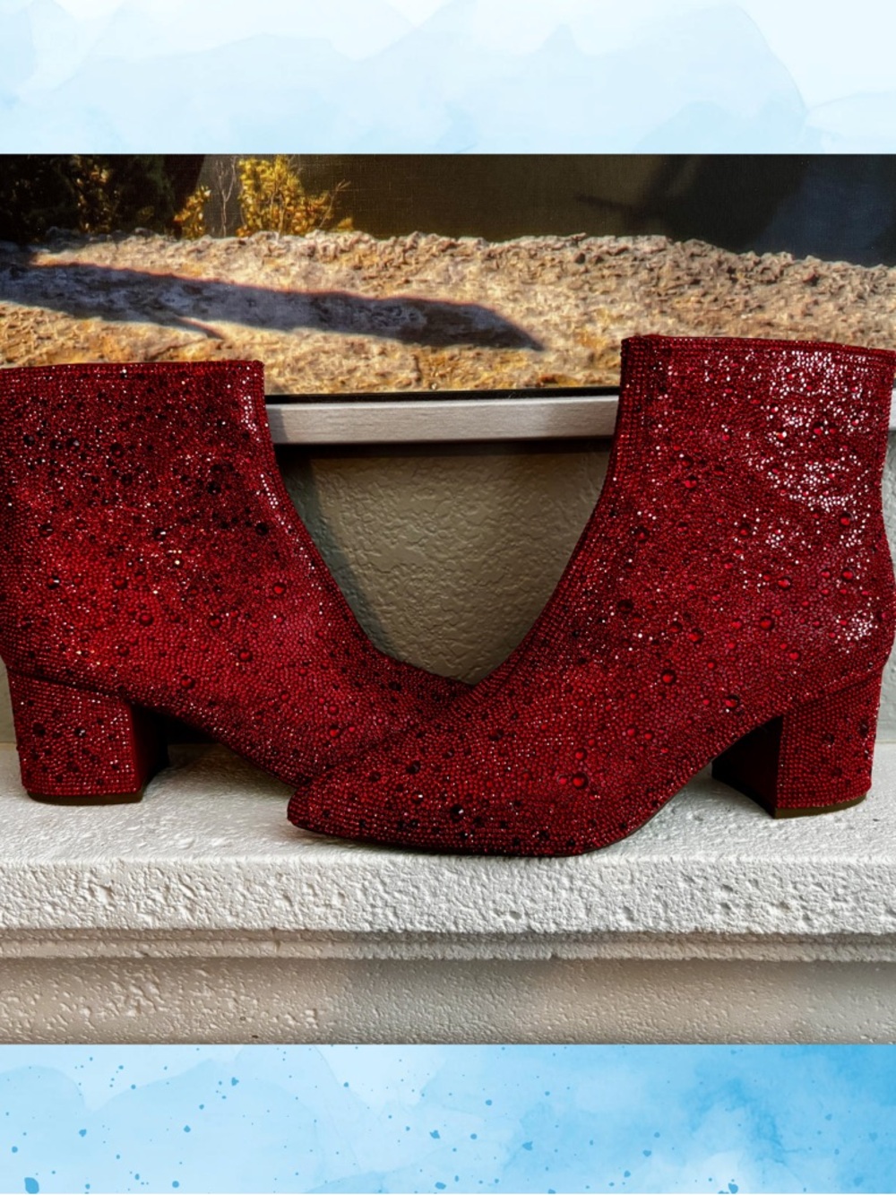Betsey Johnson Red Cady Crystal Embellished Ankle Booties